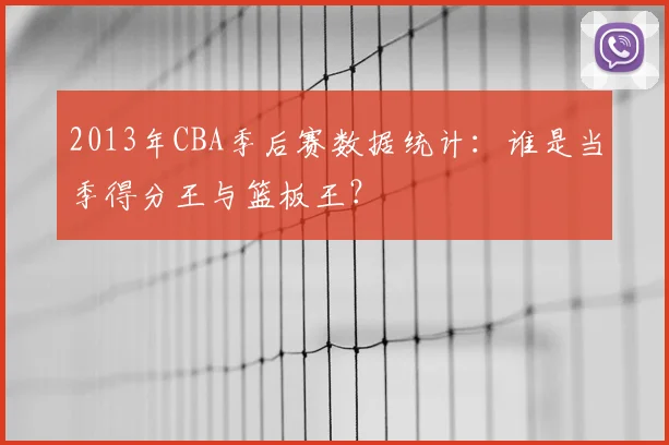 2013年CBA季后赛数据统计：谁是当季得分王与篮板王？